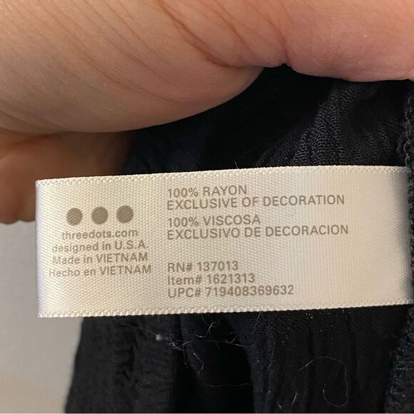 Three dots black rayon pull on gauze hi rise wide leg lounge pants size S - Picture 12 of 13
